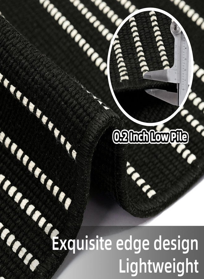 Tritard Washable Runners for Hallways 2x6 Boho Runner Rug with Tassels, Woven Cotton Kitchen Hallway Rug Runner Farmhouse Low Pile Rugs Carpet for Indoor Entryway Bathroom Laundry Bedroom, Black White - Image 5