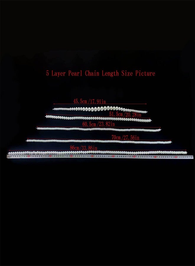 جريس جون قلادة تشوكر طويلة من سلسلة متعددة الطبقات من GRACE JUN، مزينة بخرز أبيض صناعي على شكل خرز عشرينيات القرن الماضي (أبيض) - Image 3