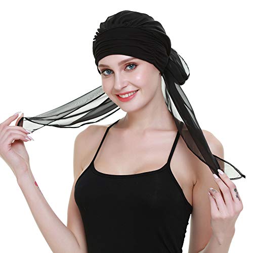 FocusCare Black Turban Bandana Scarf For Chemo Women Headwear Head Cover For Cancer Patients - Image 2