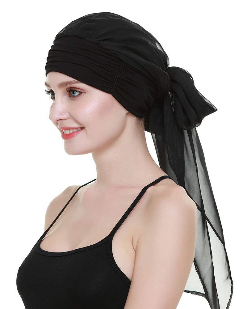 FocusCare Black Turban Bandana Scarf For Chemo Women Headwear Head Cover For Cancer Patients - Image 1