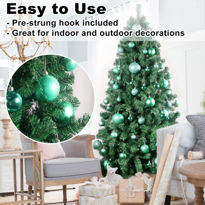 GameXcel Teal 3.2"" Large Christmas Balls - Christmas Tree Decoration Ornaments Shatterproof Hanging Balls for Birthday Halloween Holiday Wedding Decorations Set of 18pcs - Image 5