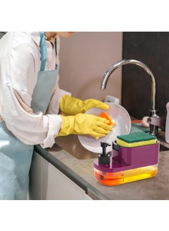 iSTAR iSTAR Soap Dispenser for Kitchen Sink with Sponge Holder 400ml Hollow Design Durable & Smooth Body Random Color 3 in 1 Soap Pump Dispenser Rust Proof Dish Soap Liquid Dispenser  - Image 4