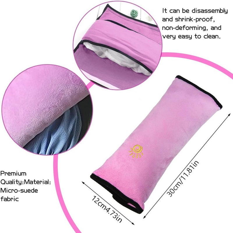 COFFLED 2PC Seat Belt Pillow for Kids, Car Seat Pillow Neck Rest for Kids, Kids Travel Pillow for Car Seat, Kids Seatbelt Pillow, Toddler Infant Safety Support Shoulder Flat Pad, Seat Belt Strap Covers in Car - Image 2