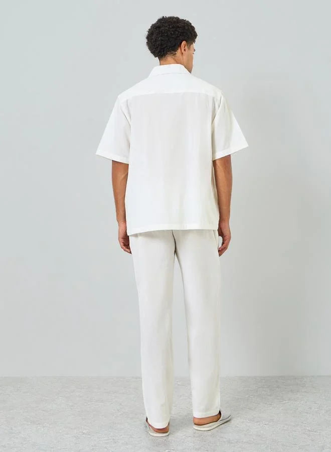 Styli  Men White Cotton Relaxed Shirt and Pyjama Set for Men | Best Price UAE