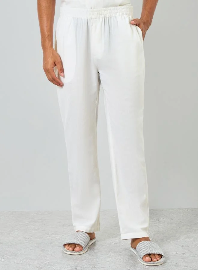 Styli  Men White Cotton Relaxed Shirt and Pyjama Set for Men | Best Price UAE