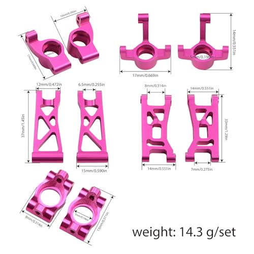 FACCNOY Metal Steering Knuckles C Hubs Suspension Arms CVD Shaft for 124 Losi Micro b Rc Car 2WD Buggy Chassis Plate Linkage Upgrades Set 1 Pink - Image 5