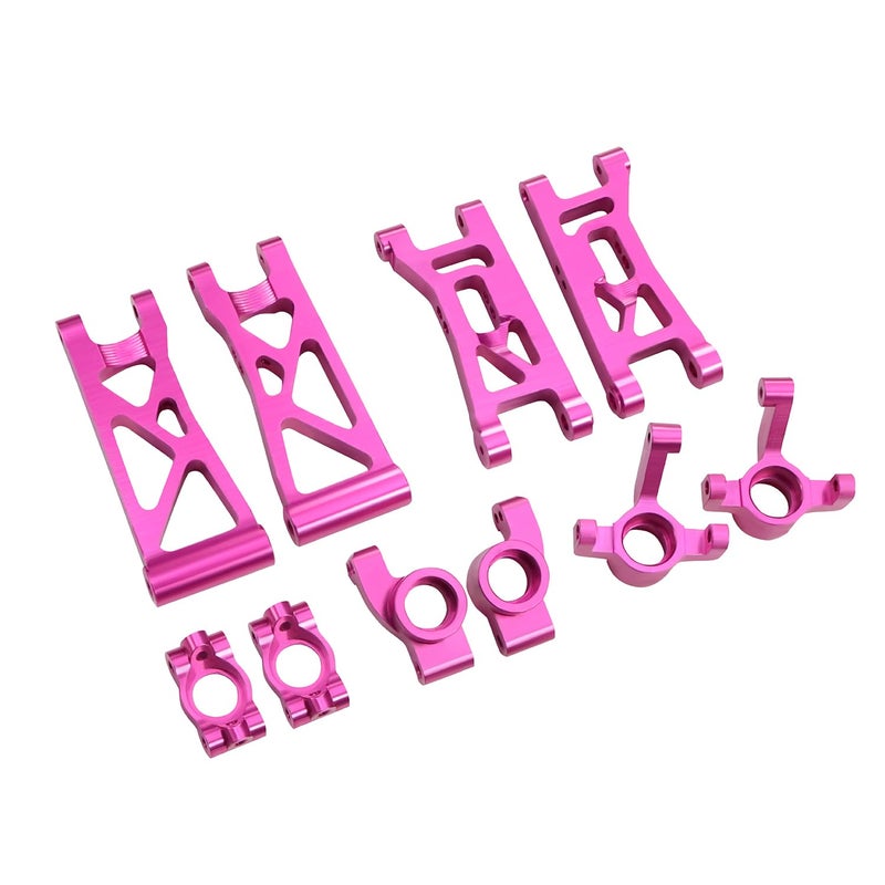 FACCNOY Metal Steering Knuckles C Hubs Suspension Arms CVD Shaft for 124 Losi Micro b Rc Car 2WD Buggy Chassis Plate Linkage Upgrades Set 1 Pink - Image 3