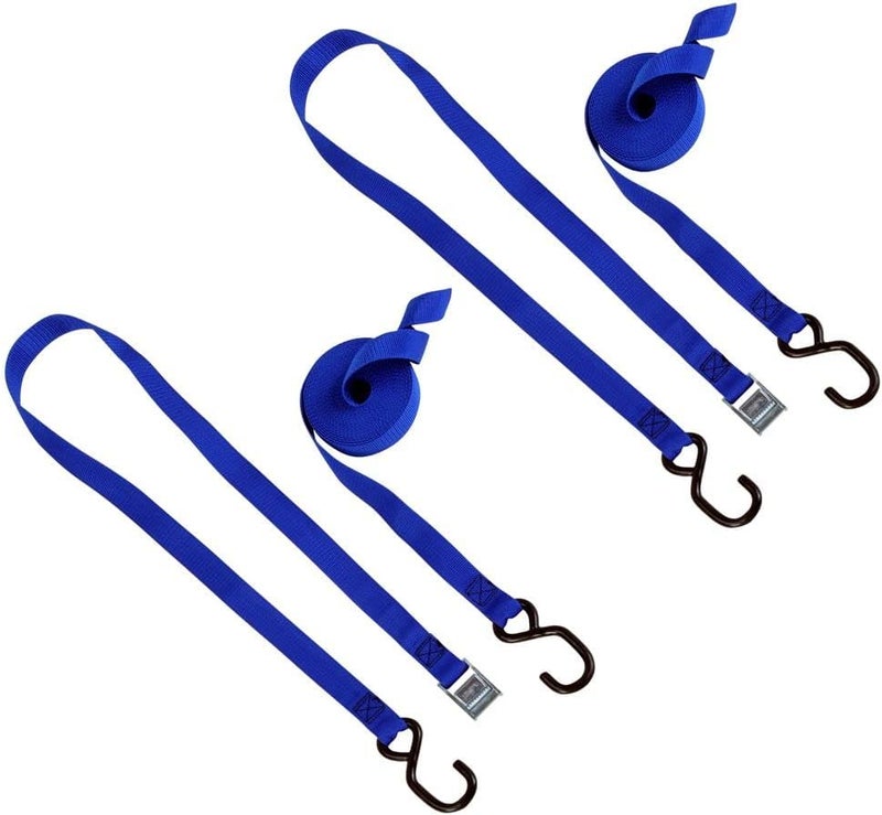J-Hook Tie-Down Straps 14' Pair Blue