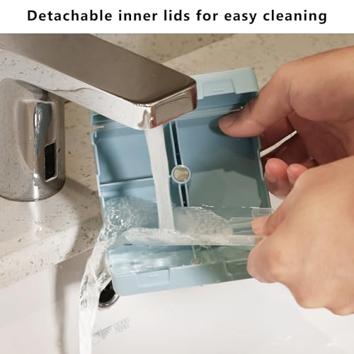 FYY Daily Pill Organizer,2 Pcs 7 Compartments Portable Pill Case Travel Pill Organizer,[Folding Design] Pill Box for Purse Pocket to Hold Vitamins,Cod Liver Oil,Supplements and Medication-Blue - Image 5