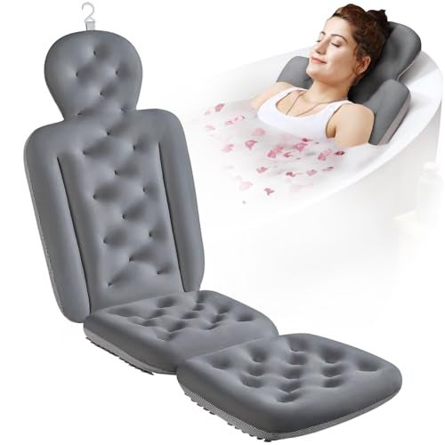 VOXOR Full Body Bath Pillow for Bathtub, Thick Bathtub Cushion, Luxury Tub Pillow for Bath for Headrest Neck and Back Support Gray 56" x 16" - Image 1