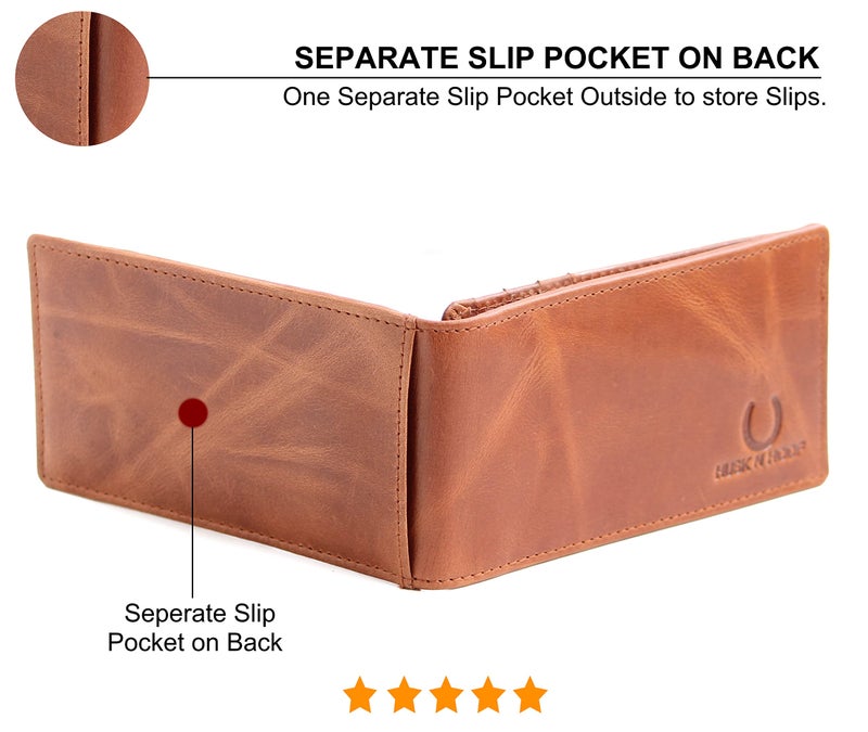 Husk N Hoof RFID Protected Leather Credit Card Holder Wallet for Man Women | Card Holder for Men Woman | Crunch Brown - Image 4