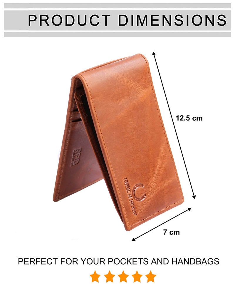 Husk N Hoof RFID Protected Leather Credit Card Holder Wallet for Man Women | Card Holder for Men Woman | Crunch Brown - Image 5
