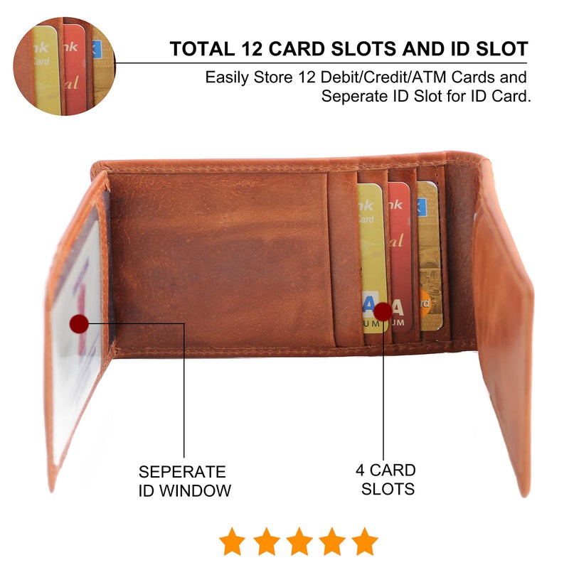 Husk N Hoof RFID Protected Leather Credit Card Holder Wallet for Man Women | Card Holder for Men Woman | Crunch Brown - Image 3