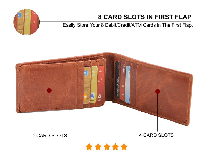 Husk N Hoof RFID Protected Leather Credit Card Holder Wallet for Man Women | Card Holder for Men Woman | Crunch Brown - Image 2