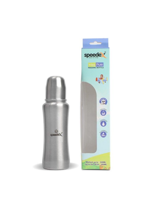 Speedex Stainless Steel Baby Feeding Bottle And Cleaning Brush Combo With Internal Ml Marking (240 Ml 1 Extra Nipple Free) - Image 3