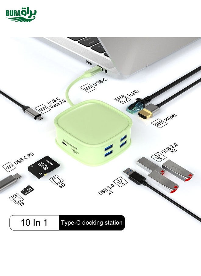 BURAQ BS10H 10 In 1 Type-C Docking Station Multifunction USB Hub 100Gb Ethernet Port(Pink)  - Image 5