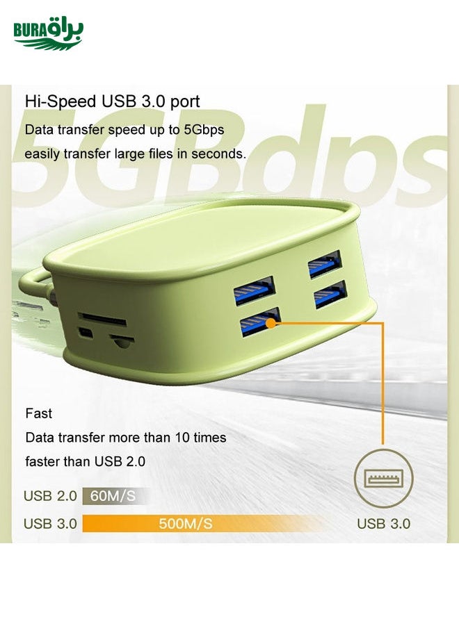 BURAQ - BS10H 10 In 1 Type-C Docking Station Multifunction USB Hub 100Gb Ethernet Port(Pink) - Image 1