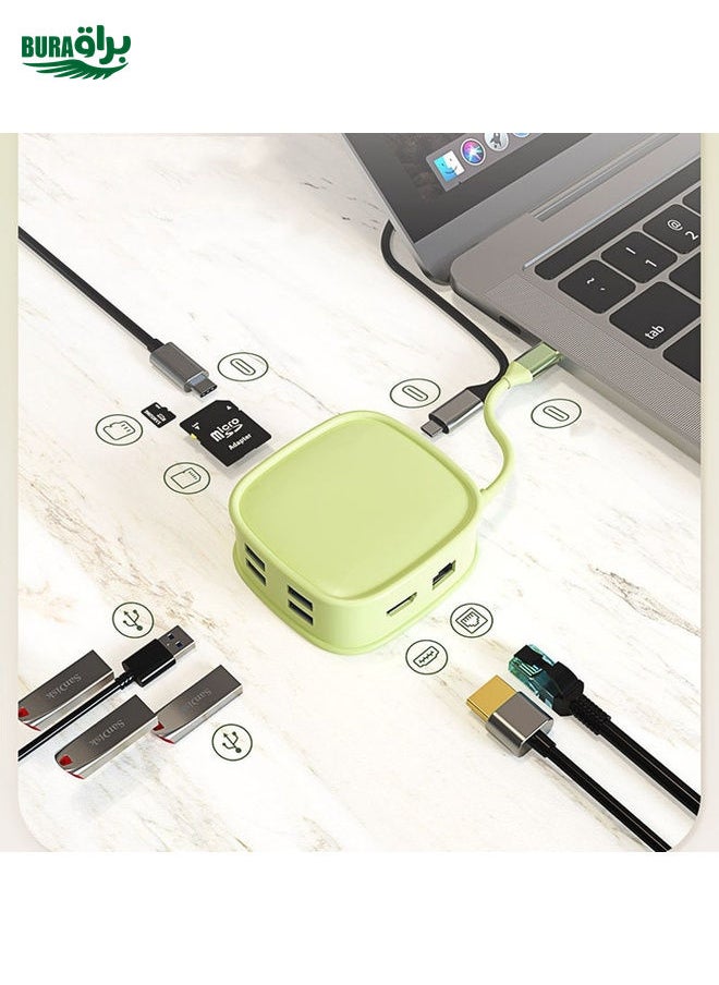 BURAQ BS10H 10 In 1 Type-C Docking Station Multifunction USB Hub 100Gb Ethernet Port(Pink)  - Image 2