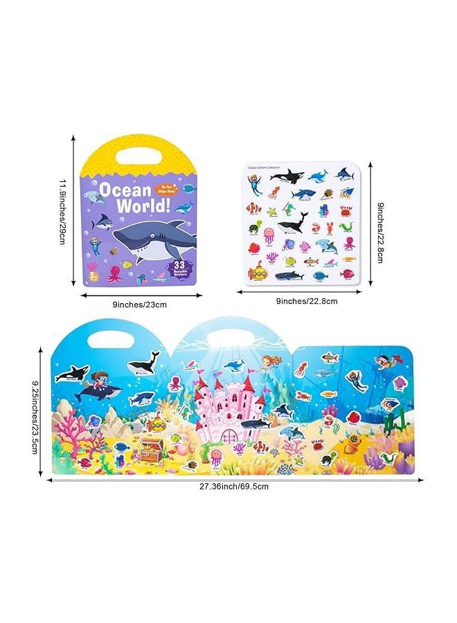 Portable Jelly Stickers Book - Ocean - 33 Reusable Jelly Stickers for Toddler kids girls and boys  - Image 3