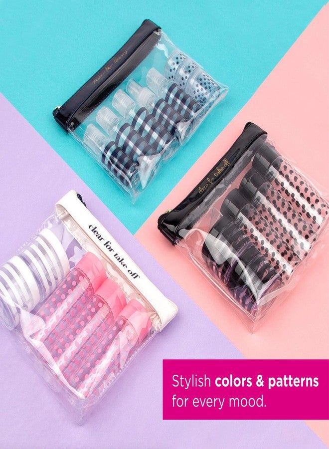 MIAMICA “Clear for Take Off” TSA Compliant Travel Bottles and Travel Toiletry Bag - Includes 12 Pieces - 7.55" L x 7.4" W x 1.8" D, Clear/Black - Cute Travel Gifts - Image 5