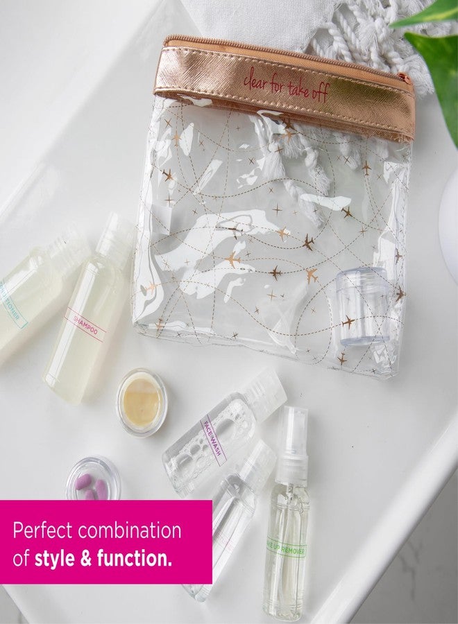 MIAMICA “Clear for Take Off” TSA Compliant Travel Bottles and Travel Toiletry Bag - Includes 12 Pieces - 7.55" L x 7.4" W x 1.8" D, Clear/Black - Cute Travel Gifts - Image 4