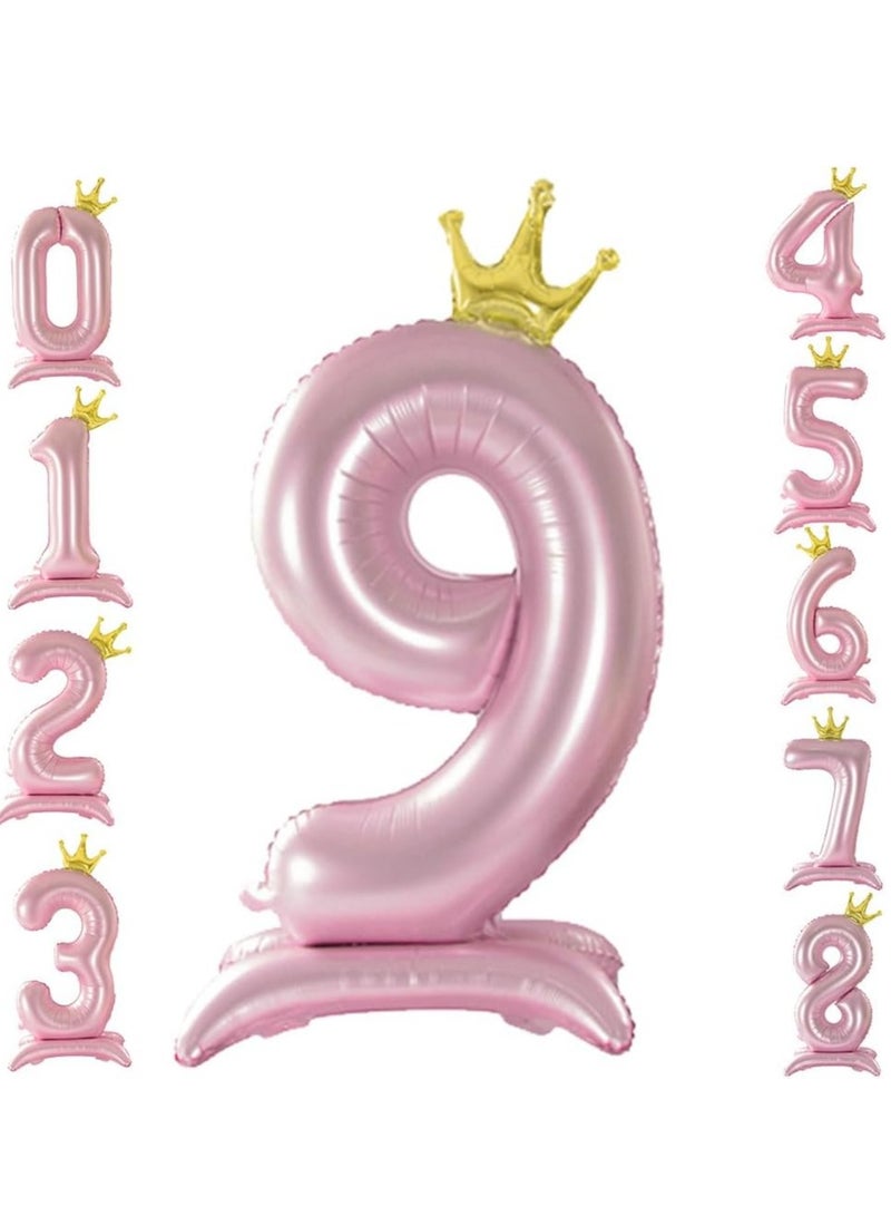 Home zone 32 Inch Crown Rose Gold Digit Helium Foil Birthday Party Balloons Number 9  - Image 1