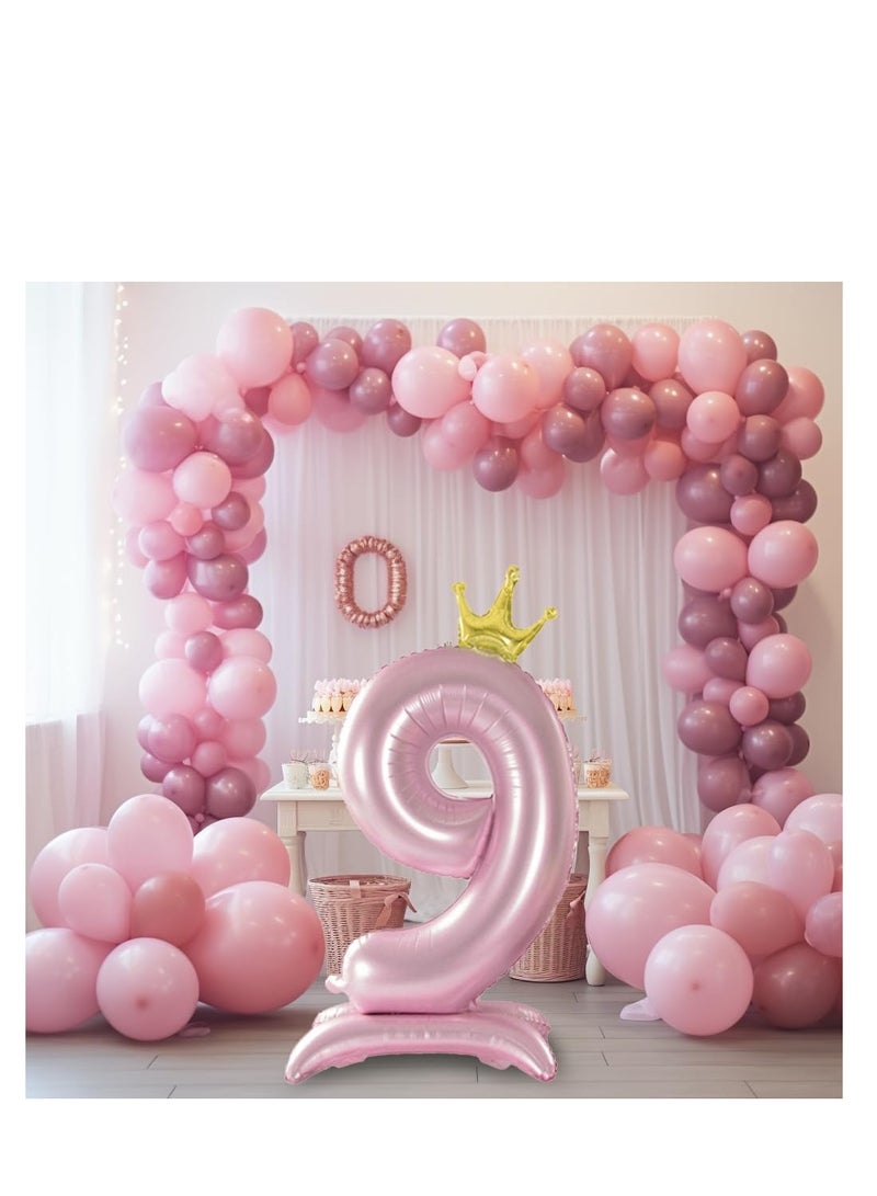 Home zone 32 Inch Crown Rose Gold Digit Helium Foil Birthday Party Balloons Number 9  - Image 2