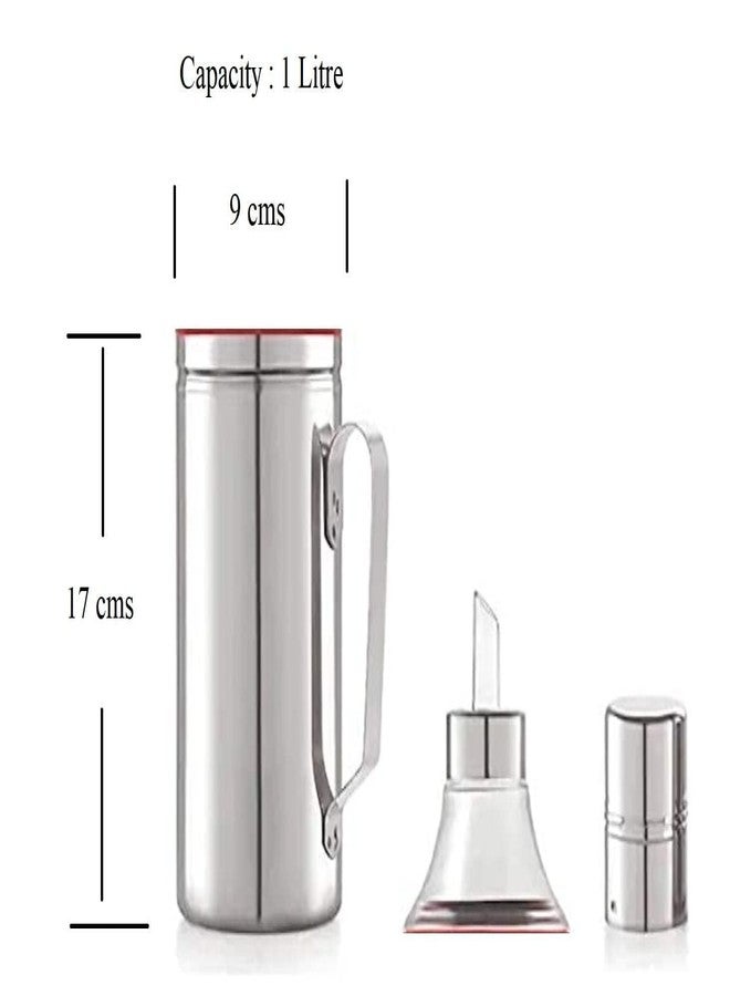 SAMEEP Stainless Steel 1000 ml Cooking Oil Dispenser Leak Proof Oil Bottle Pourer, Oil Pot, Vinegar Dispenser (Silver) - Image 2