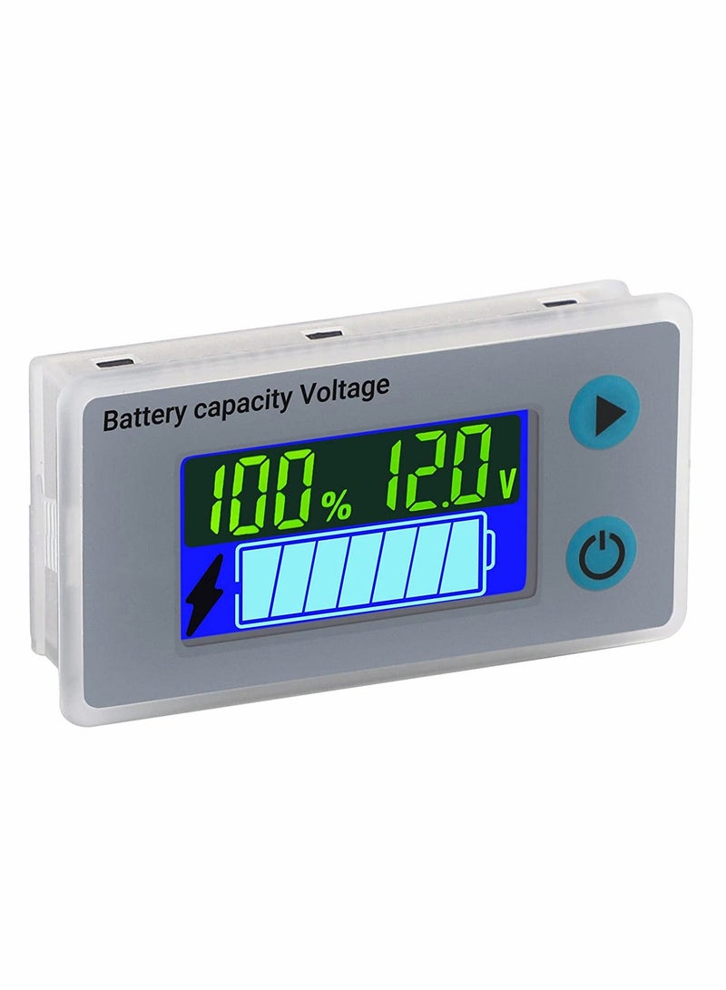 Battery Capacity Monitor 10 100V 24V 36V 48V Digital Battery Status Tester Meter Remaining Percentage Level Voltage Fahrenheit Temperature Power Indicator Panel Gauge for Marine RV - Image 1