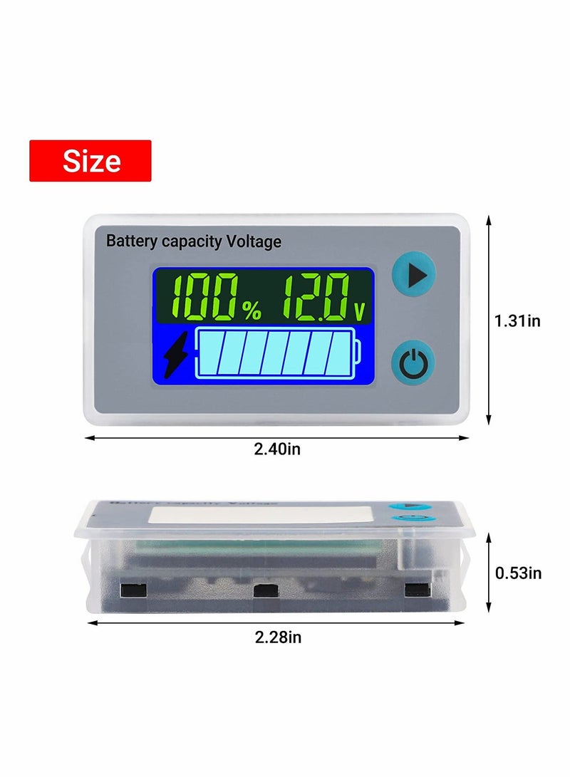 Battery Capacity Monitor 10 100V 24V 36V 48V Digital Battery Status Tester Meter Remaining Percentage Level Voltage Fahrenheit Temperature Power Indicator Panel Gauge for Marine RV - Image 5