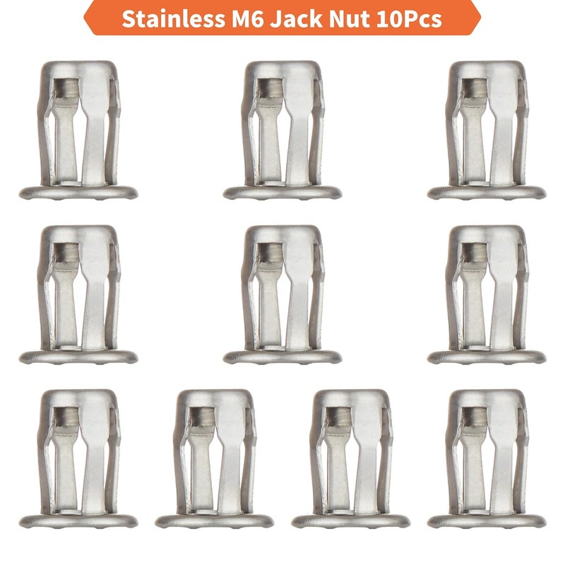 EZ-NUTUL Jack nut Installation Tool Set Hand Thread Insert Jacknuts Assortment Kit for Thin Metal Plastic Polywood Pressboard Hardboard (M6 (Jack Nut-10pcs, Stainless)) - Image 4
