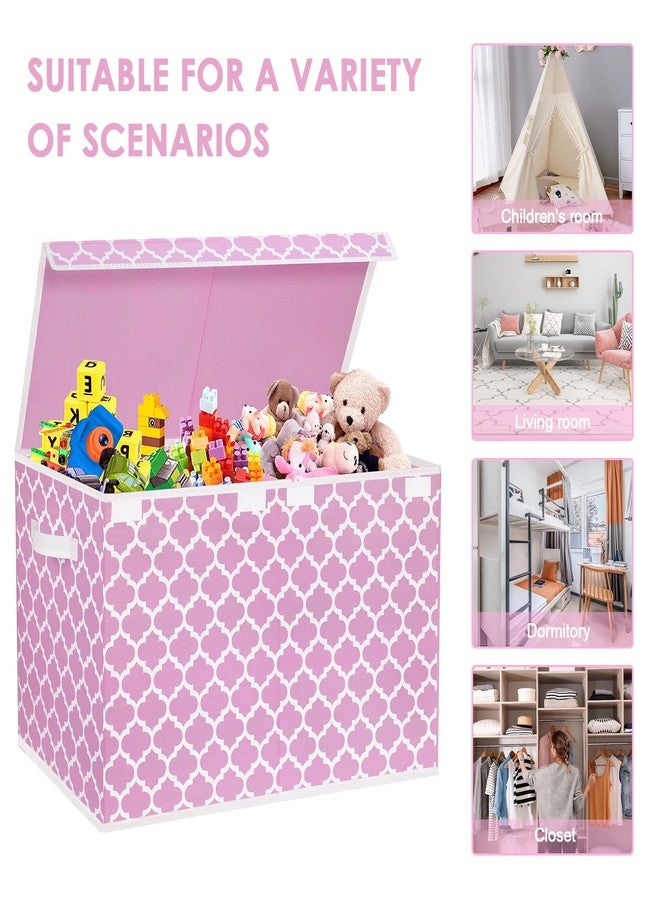 homyfort Toy Box for Girls, Kids - Large Toy Chest Organizers and Storage Boxes with Flip-Top Lid & Divider, Collapsible Container Bins for Playroom, Nursery, Closet, Living Room, 24.5"x13"x16", Pink - Image 3