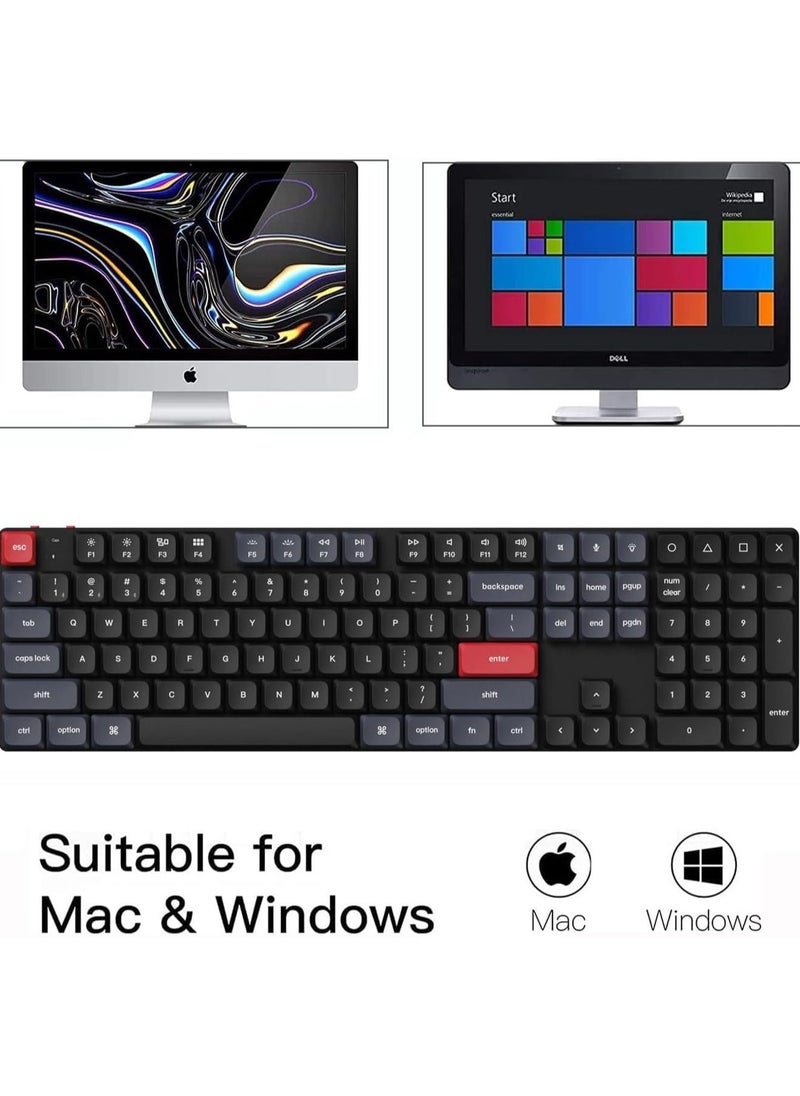 Keychron - K5 Pro Wireless QMK/VIA Custom Mechanical Keyboard, 100% Full Size Layout 108 Key Programmable, Ultra-Slim White Backlit Low Profile Gateron Red Switch Bluetooth/Wired for Mac Windows Linux - Image 1