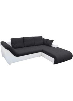 R2R FURNITURE R2R Furniture Convertible Four Seater Sofa Bed Black And White With Storage Right L 