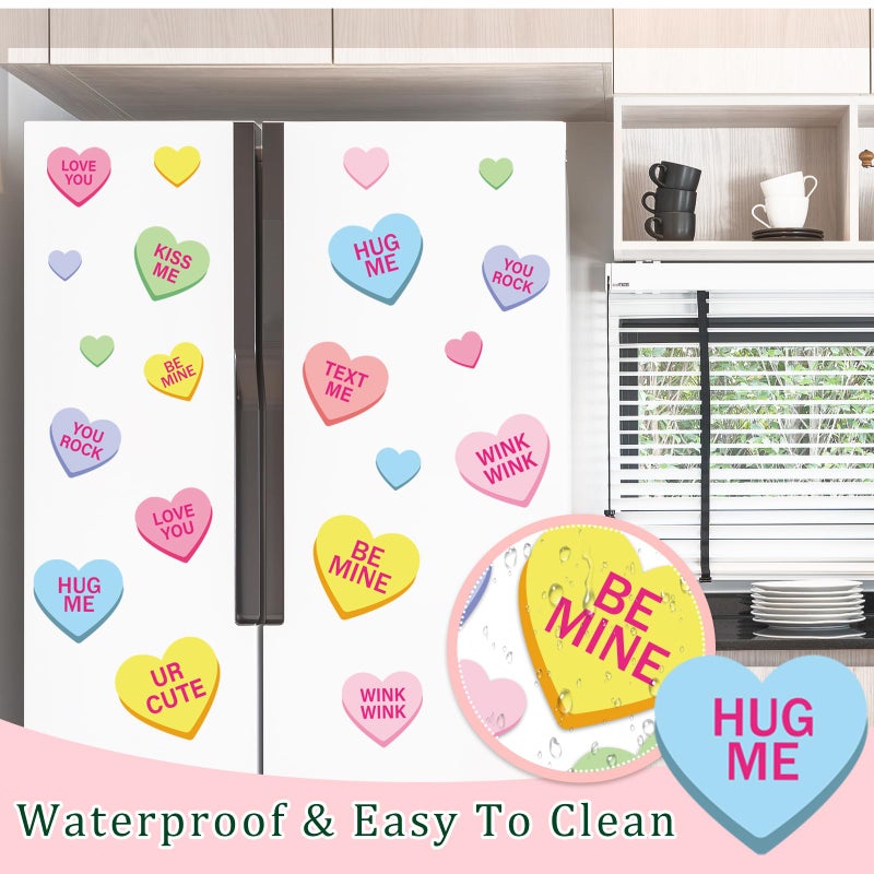 FYSUIMU 22Pcs Valentine's Day Refrigerator Magnet Colorful Conversation Heart Fridge Magnetic Sticker Pastel Garage Magnet for Locker Metal Door Car Decor - Image 4