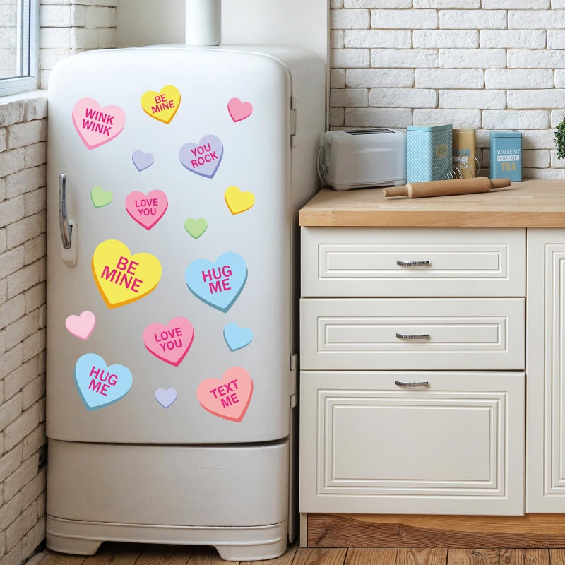 FYSUIMU 22Pcs Valentine's Day Refrigerator Magnet Colorful Conversation Heart Fridge Magnetic Sticker Pastel Garage Magnet for Locker Metal Door Car Decor - Image 5