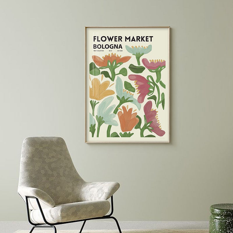 Flower Marker Art Poster Decorative Painting Retro Flower Swedish Ins Mural Living Room Warm Wall Painting - Image 4