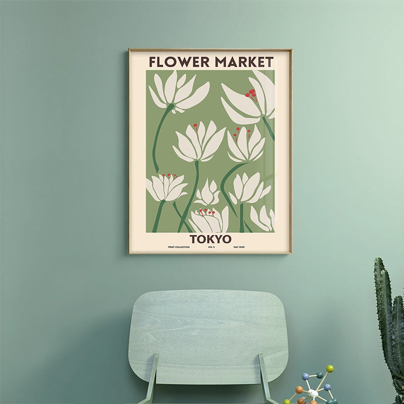 Flower Marker Art Poster Decorative Painting Retro Flower Swedish Ins Mural Living Room Warm Wall Painting - Image 3
