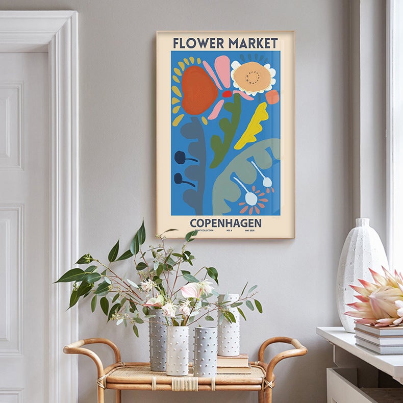 Flower Marker Art Poster Decorative Painting Retro Flower Swedish Ins Mural Living Room Warm Wall Painting - Image 5
