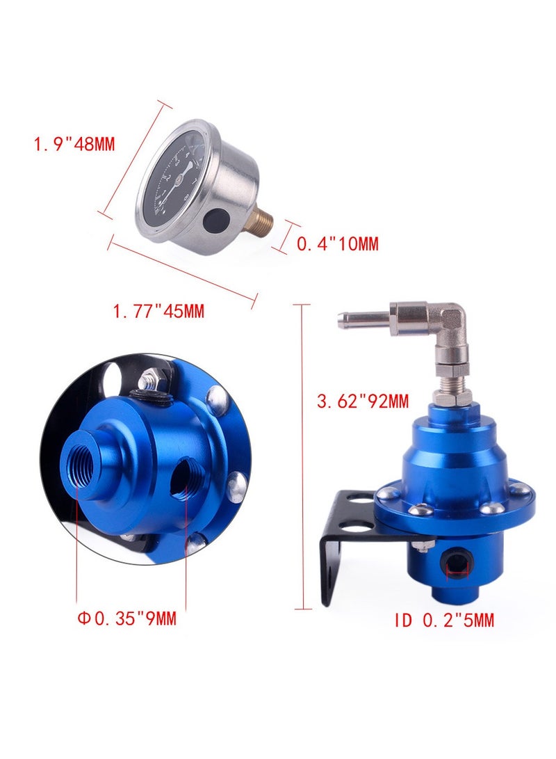 AROAQ Automotive Adjustable Fuel Pressure Regulator Oil Gauge, Economical Gas Saver Gasoline Regulator, Gas Oil Injection Pressure Regulator to Improve Car Performance, (Blue)  - Image 2