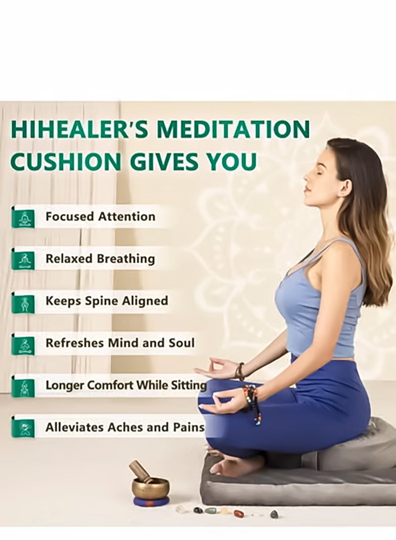 يوكا وسادة تأمل وصلاة عالية الجودة للجلوس على الأرض - مع غطائين، مقاس 16×16×5 بوصة، وسادة زافو مريحة لليوغا والتأمل، مناسبة للنساء والرجال - Image 4