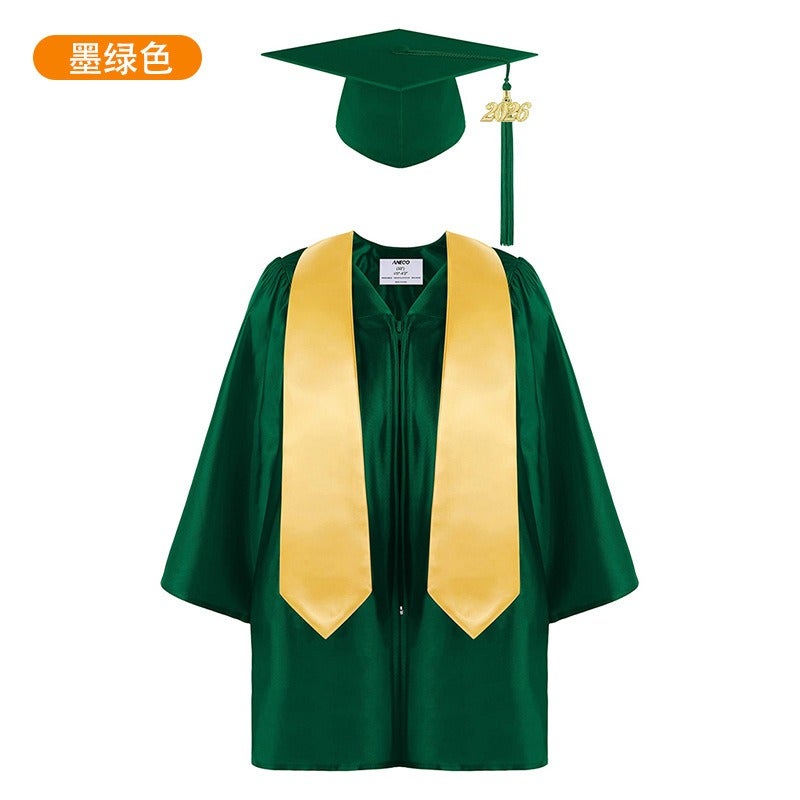 Jing Zhe Rui 2026 New Kids Graduation Gown Set with Cap - Kindergarten Elementary School Ceremony Dress, Knit Fabric, Unisex, Sizes 21-36 - Image 1