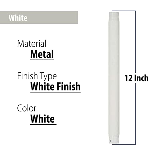Ciata Ceiling Fan Extension Rod, Ceiling Fan Downrod, 12 Inch long Extension Downrod for Ceiling Fans, 1/2” Inside Diameter with Tapered threaded ends, White Finish - Image 5