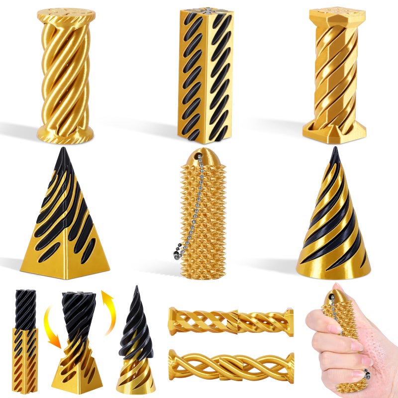 comwish Spiral Cone Fidget Toy Little Ouchies5 Pack Impossible Cone 1 Ouchies Fidget Impossible Pyramid Passthrough Toy for Anxiety Relief 3D Printed Fidget Toy for Valentine Day Gifts for Kids Adults - Image 3