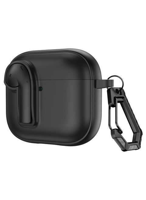 Suitable For Apple Airpods 4 Protective Case With Lock Switch Creative Headset Bluetooth Case Pro2 Soft Drop-proof Case-Color:Black-Applicable Models:Airpods 4