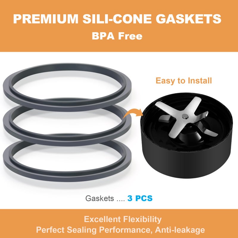 StLiSuYmx 3PCS Premium Gasket Replacement Parts and Accessories for Nutribullet 900 Series Blender 600W and 900W, Rubber Seal Rings Compatible with Nutribullet Pro 900 - Image 2