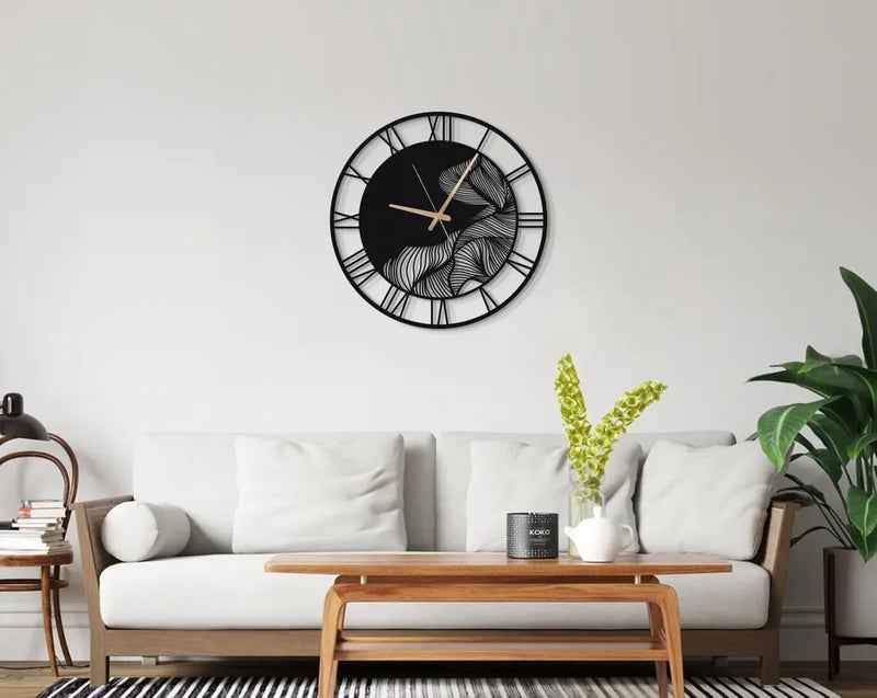 AVVIC MART Wall Clock Stylish Metal Analog Wall Clock for Living Room, Bedroom, Office, Kitchen, Home and Hall | Antique Fancy Big Size Modern Wall Watch (Black(DA-185), 40 CM) - Image 2