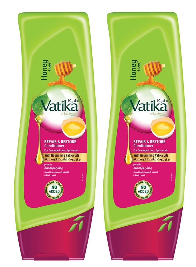 بلسم فاتيكا لإصلاح وتجديد الشعر بالعسل والبيض، عبوتان × 400 مل