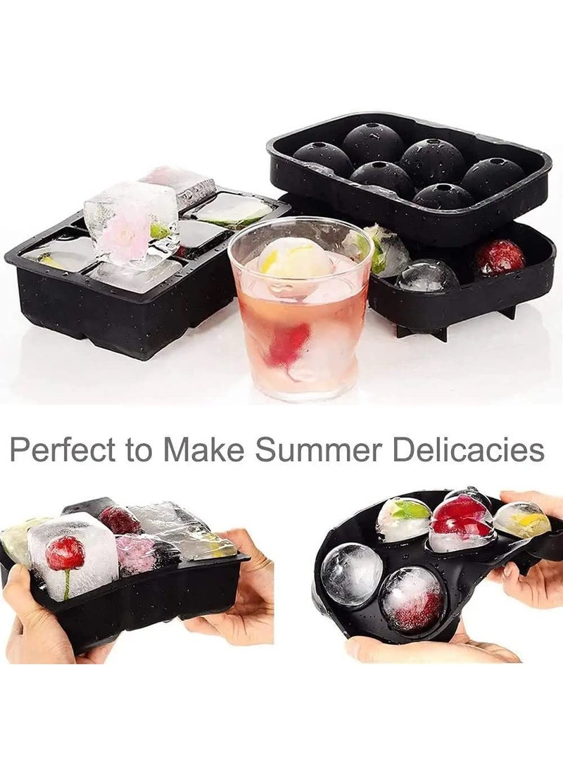 HOUSE HATCH HOUSE HATCH Ice Cube Trays Silicone Ice Cube Tray and Ice Round Tray Big Size Ice Cube Molds for Whiskey Cocktails Keep Drinks Chilled Reusable and BPA Round Square 6 Grid ice Tray  - Image 2