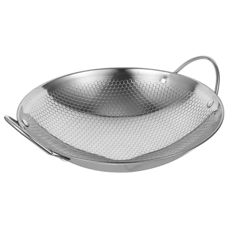 9 Inch Mini Stainless Steel Honeycomb Nonstick Dry Pot Double Handle Cooking Pan Portable Bright Surface Saucepan For Outdoor And Home Kitchen Use - Image 2